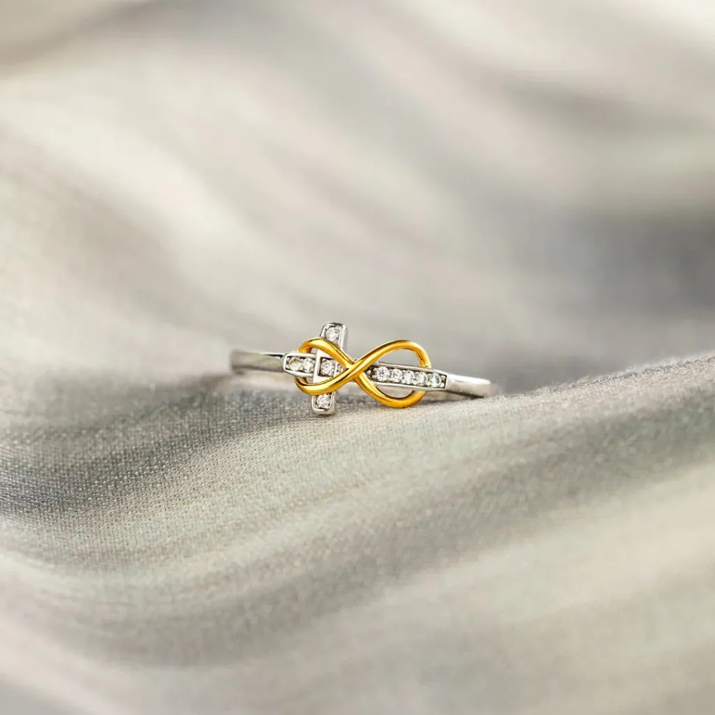 S925 Sterling Silver Infinite Cross Electroplated Two-color Ring - Two Tone