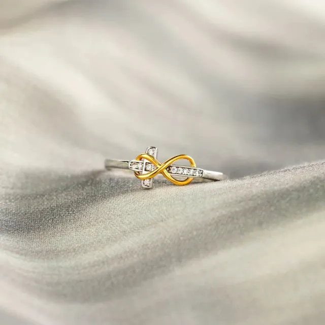 S925 Sterling Silver Infinite Cross Electroplated Two color Ring Two Tone - Shop at LoveMi