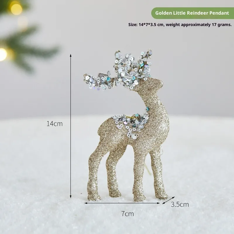 Christmas Sequined Flocking Elk Decoration - Gold Pendant