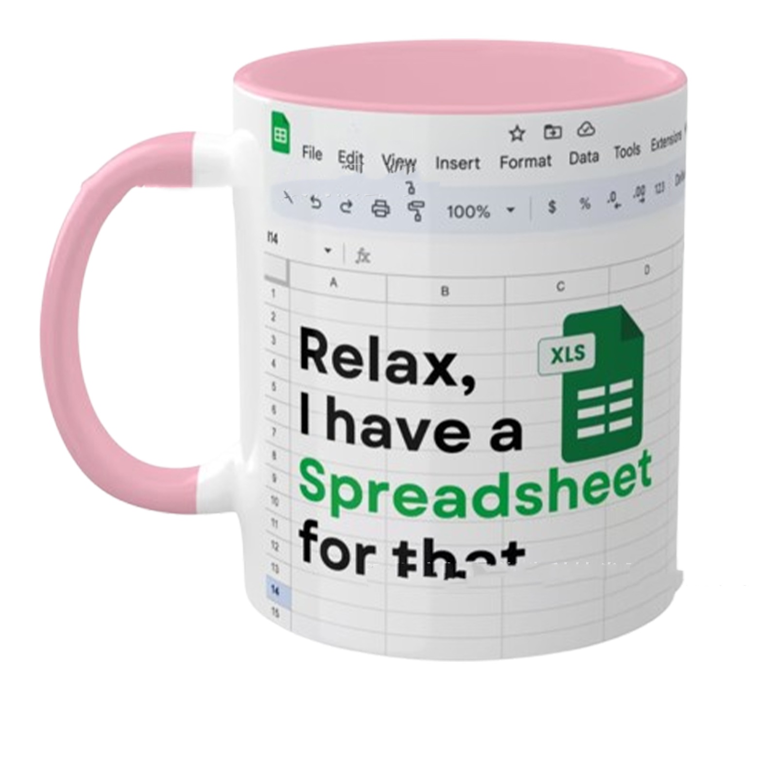 Relax Spreadsheet Ceramic Mug Pink - Shop at LoveMi