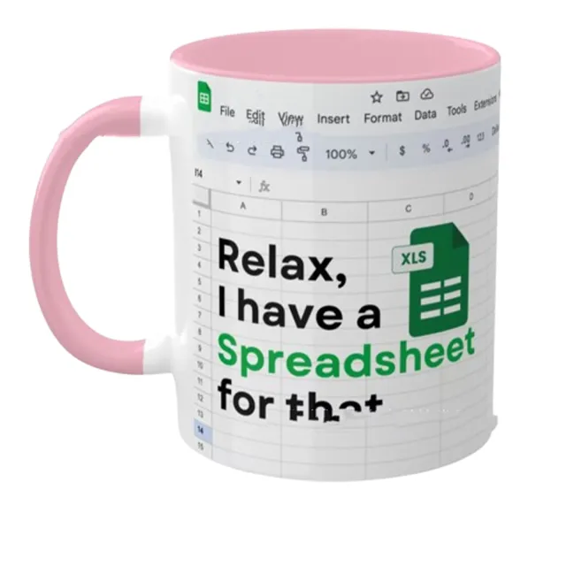 Relax Spreadsheet Ceramic Mug Pink - Shop at LoveMi