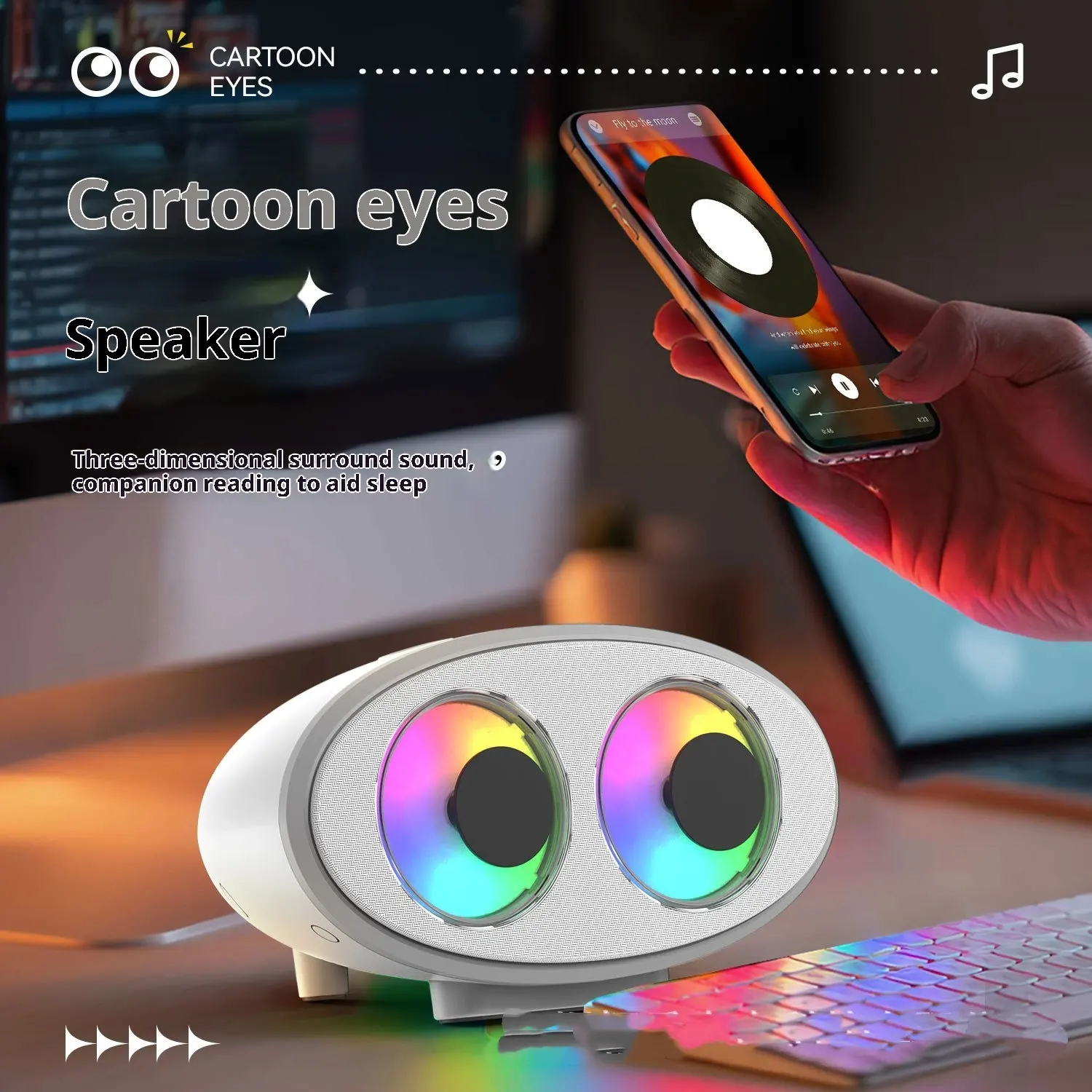 Cartoon Eye Bluetooth Speaker White Noise RGB