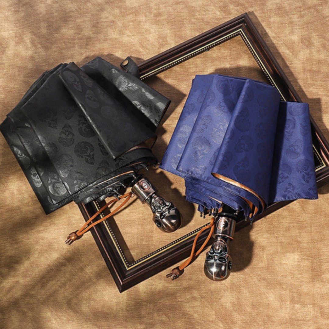 Three-fold Automatic Skull Dual-use Sun-proof UV-proof Wind-resistant Umbrella - Image 9