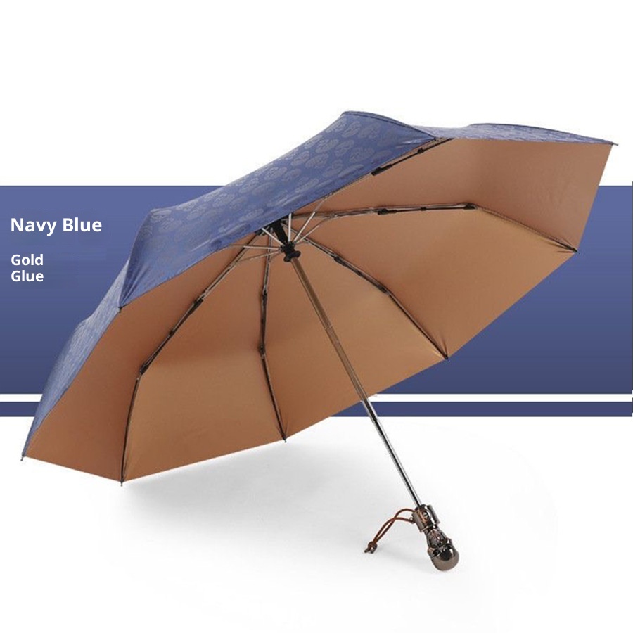 Three-fold Automatic Skull Dual-use Sun-proof UV-proof Wind-resistant Umbrella