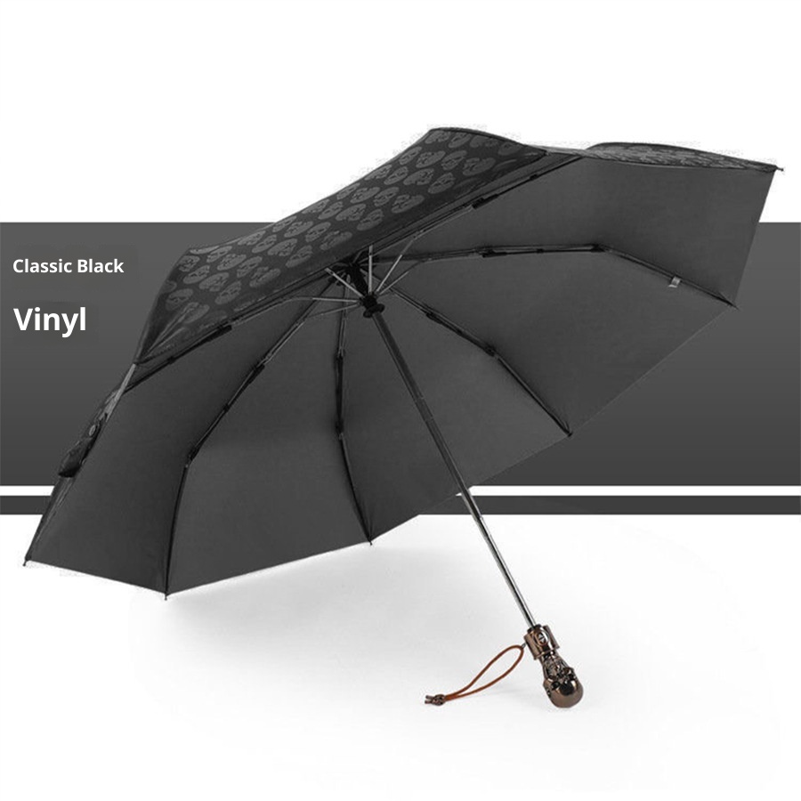 Three-fold Automatic Skull Dual-use Sun-proof UV-proof Wind-resistant Umbrella - Image 7