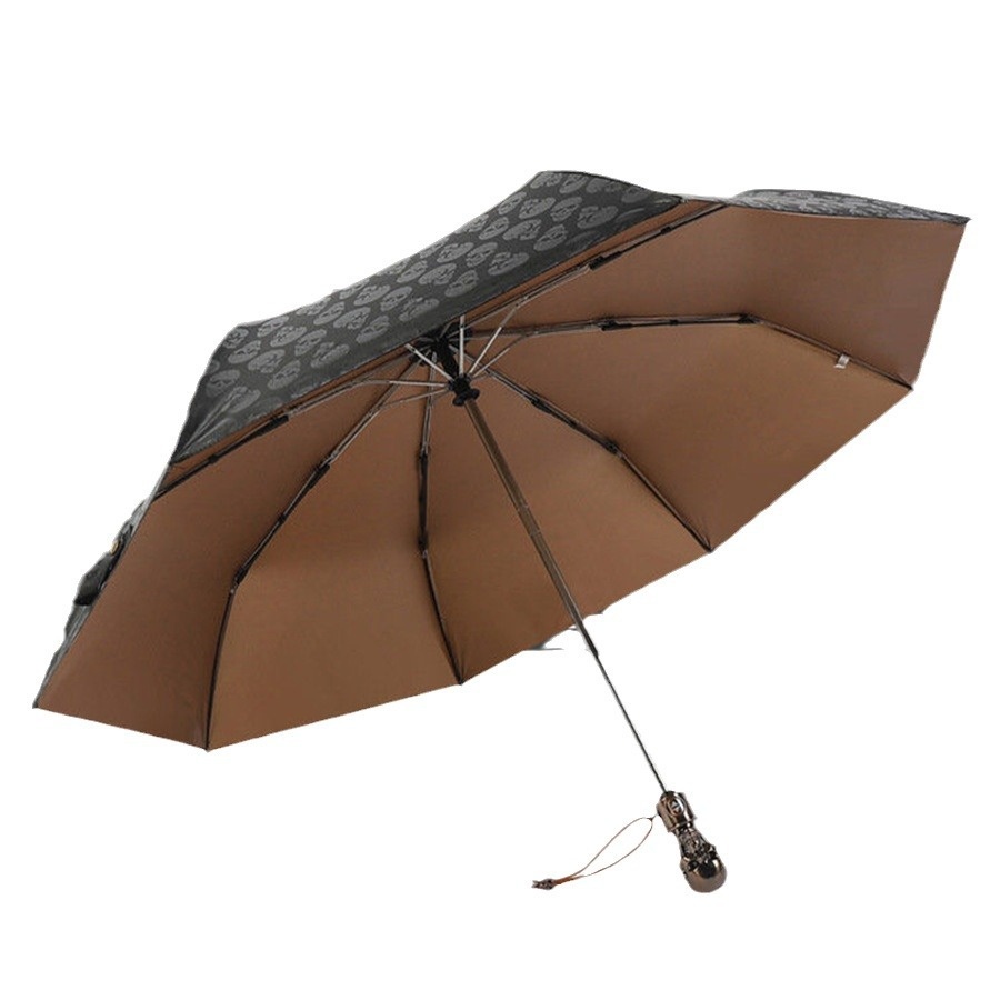 Three-fold Automatic Skull Dual-use Sun-proof UV-proof Wind-resistant Umbrella - Image 5