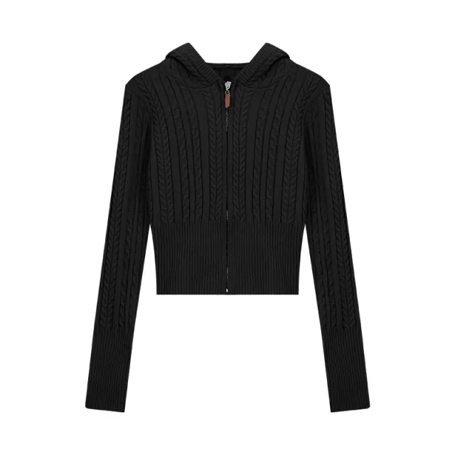 Women's Waist Slimming Casual Sweatshirt Small Cropped Sweater Coat Black - Shop at LoveMi