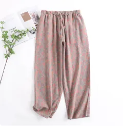 Spring And Autumn Purified Cotton Pyjama Pants Large Size Home Thin Printing - Greenbased Begonia - View 1