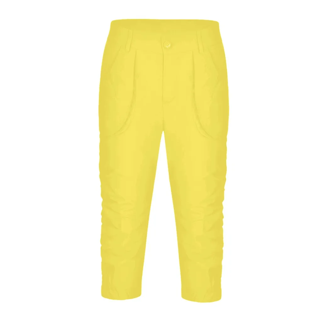 Women's Fashion Casual Cropped Pants Overalls - Yellow