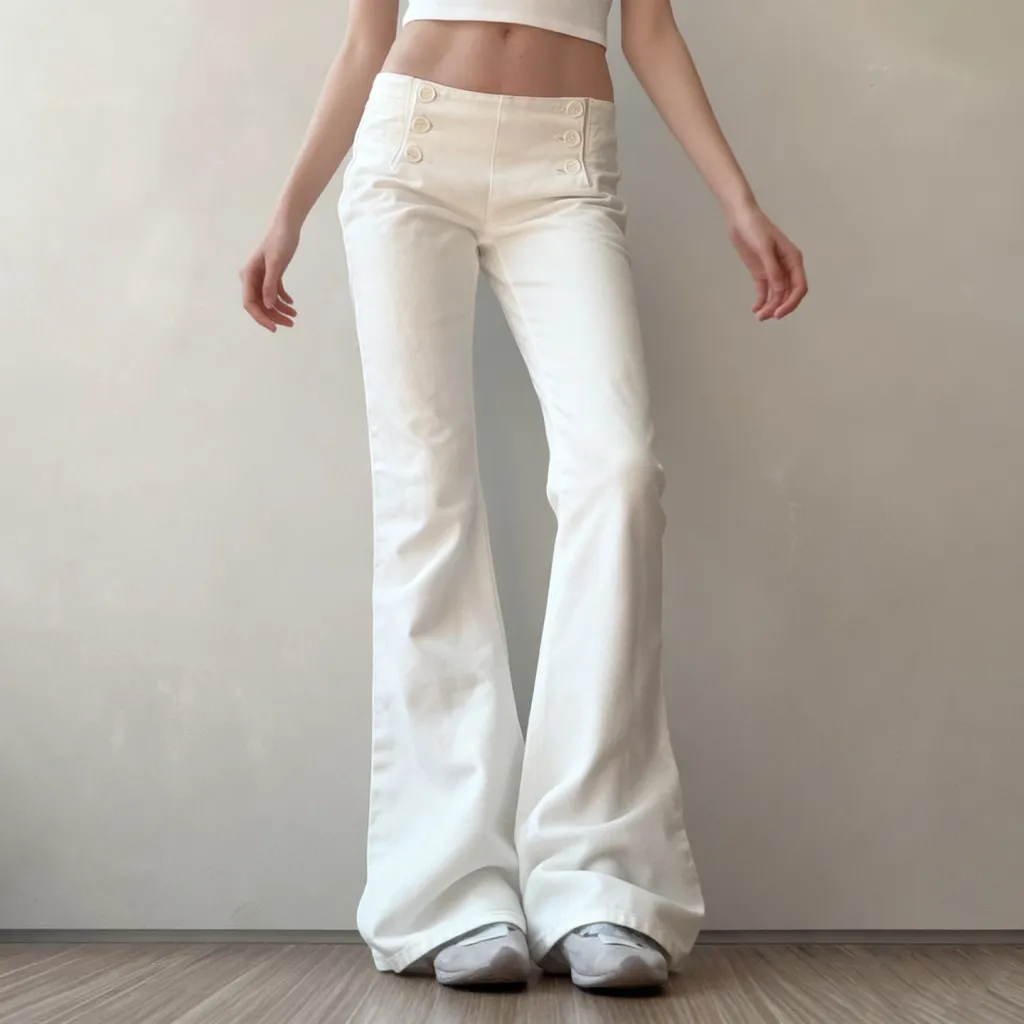 Design Breasted Access Control Waist Slimming And Hip Lifting Denim Trousers - White