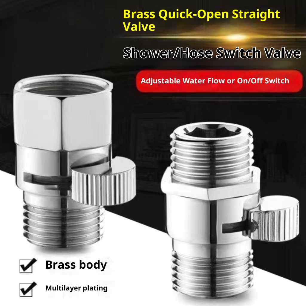 Handheld Quick Through Way Valve Throttle Straight Valve Stop Shower