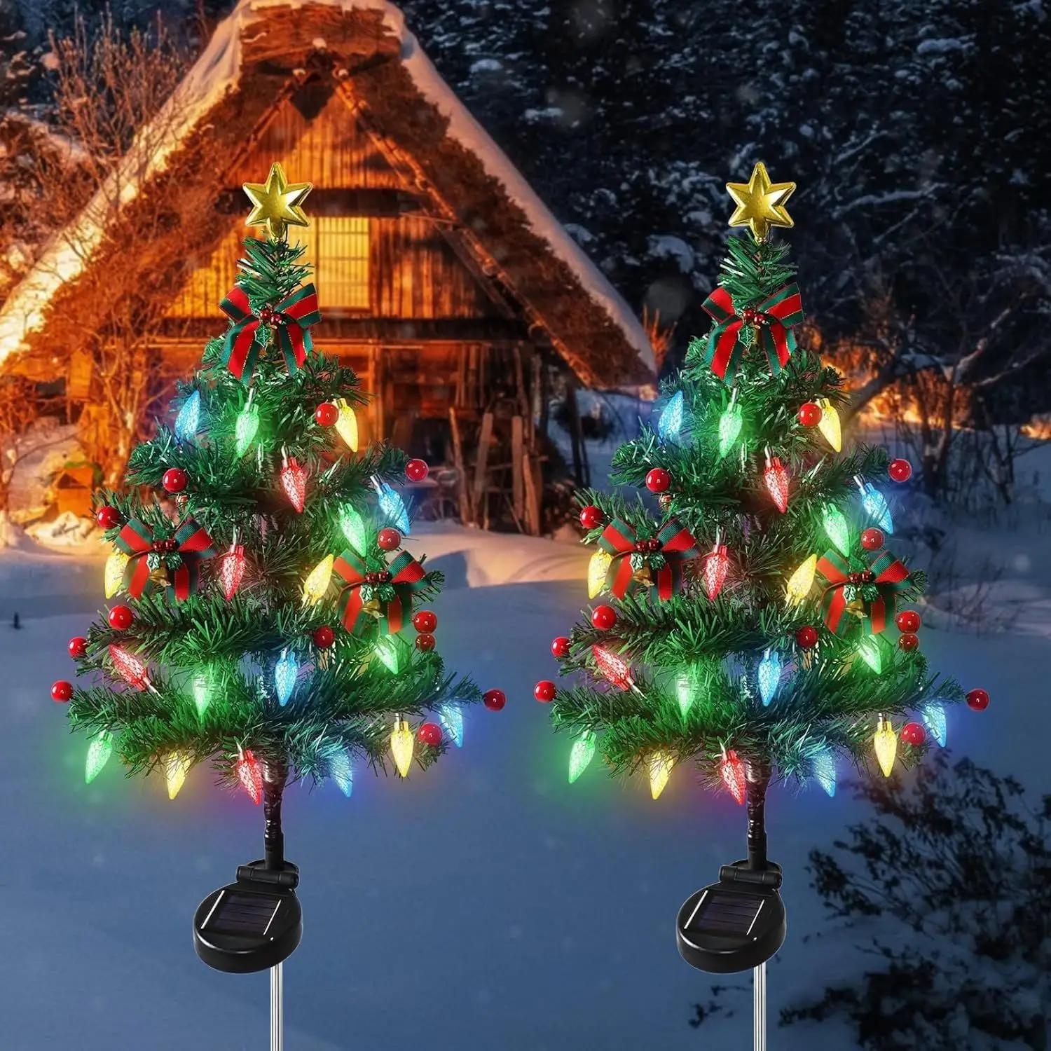 Solar-powered Christmas Cedar Tree Lights For Outdoor Lawn Decoration