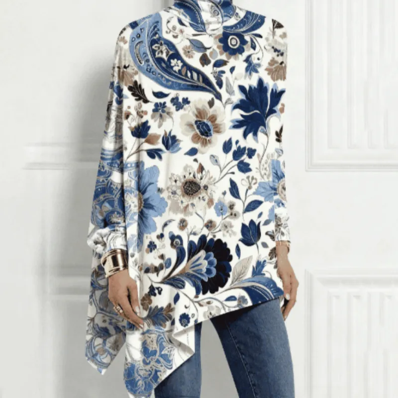 Women's Floral Paisley Print Turtleneck Tunic - Multicolour