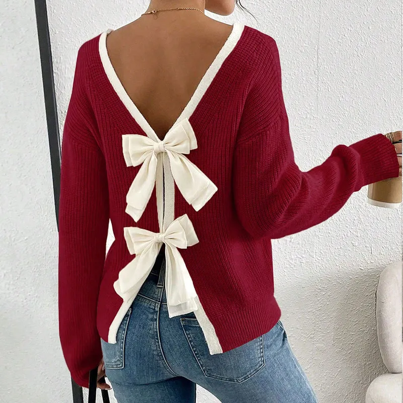 Women's Trendy Round Neck Two-Piece Illusionknit T-Shirt Full Sleeve Base Layer Top Crew Neck Design - Wine Red