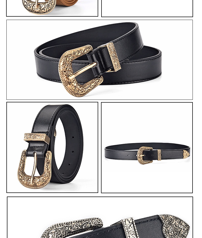Vegan Leather Pin Buckle Belt for Women