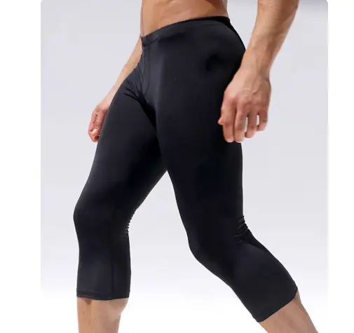 Men's Tight Bottoming Low Waist Pure Cotton Cropped Pants