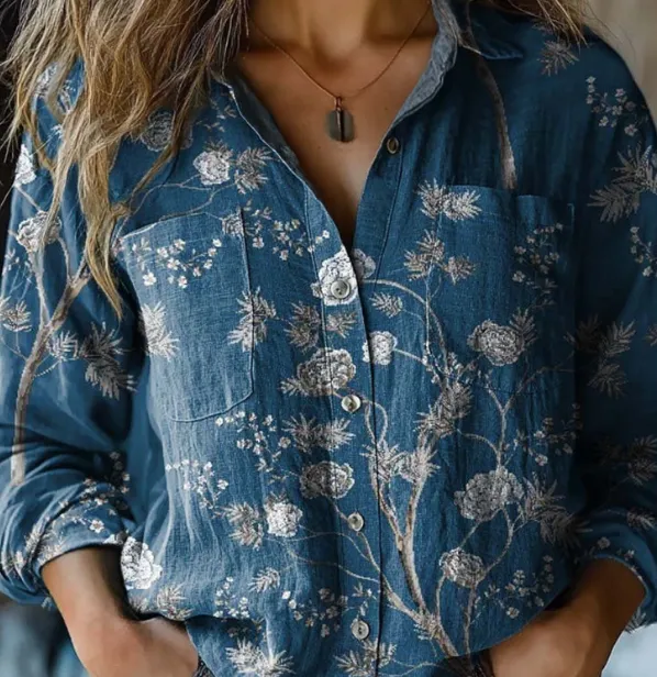 Autumn And Winter Retro Style Floral 3D Digital Printed Long Sleeved Shirt Oncs72132 - Shop at LoveMi
