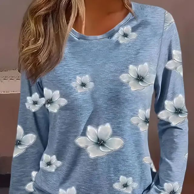 Digital Printing Women's Casual Round Neck Long Sleeve Picture Color 22 - Shop at LoveMi