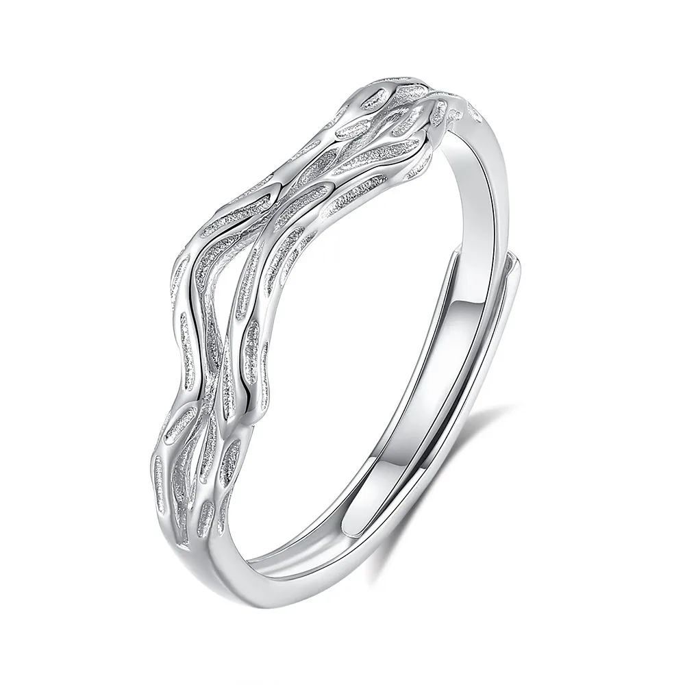 S925 Sterling Silver Love Old Ring Female Niche Fluorescent Design Plain Ring - Fdjz352 Men'S