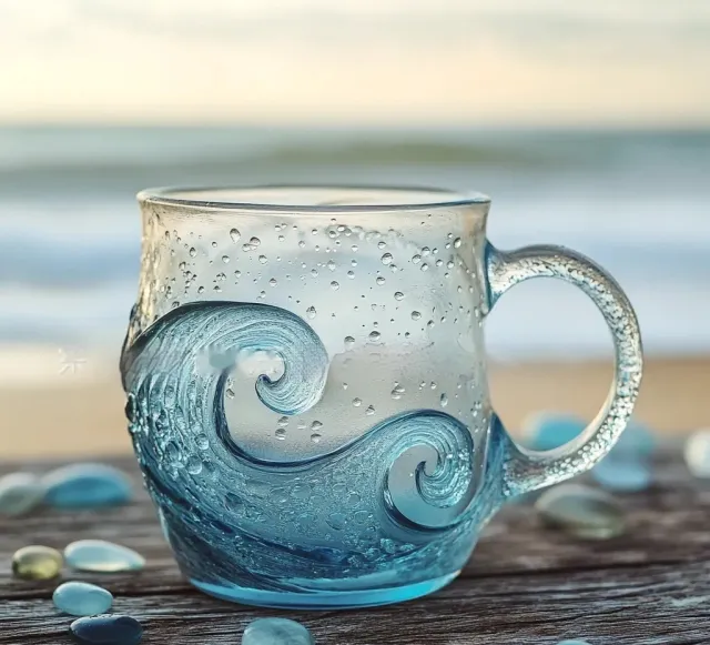 Creative Retro Home Ocean Wave Glass Cup Wave B - Shop at LoveMi