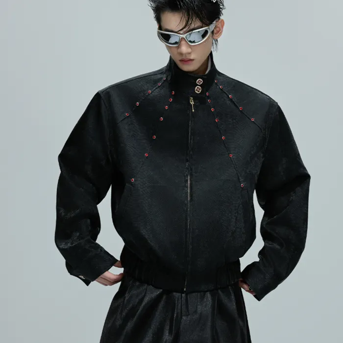 Embellished Stand Collar Short Jacket Autumn