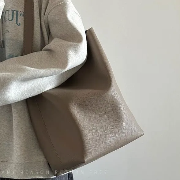 Large Capacity Bucket Shoulder Tote Bag Gray - Shop at LoveMi