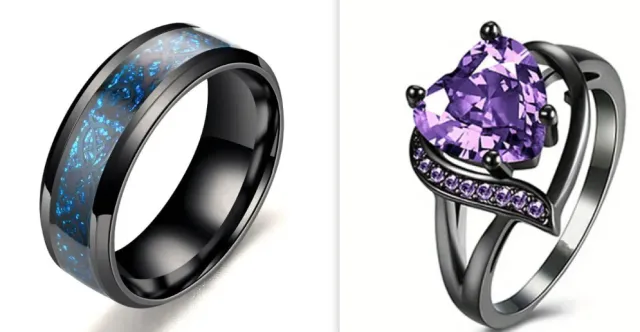 Stainless Steel Dragon Pattern Ring Blue And Purple - Shop at LoveMi