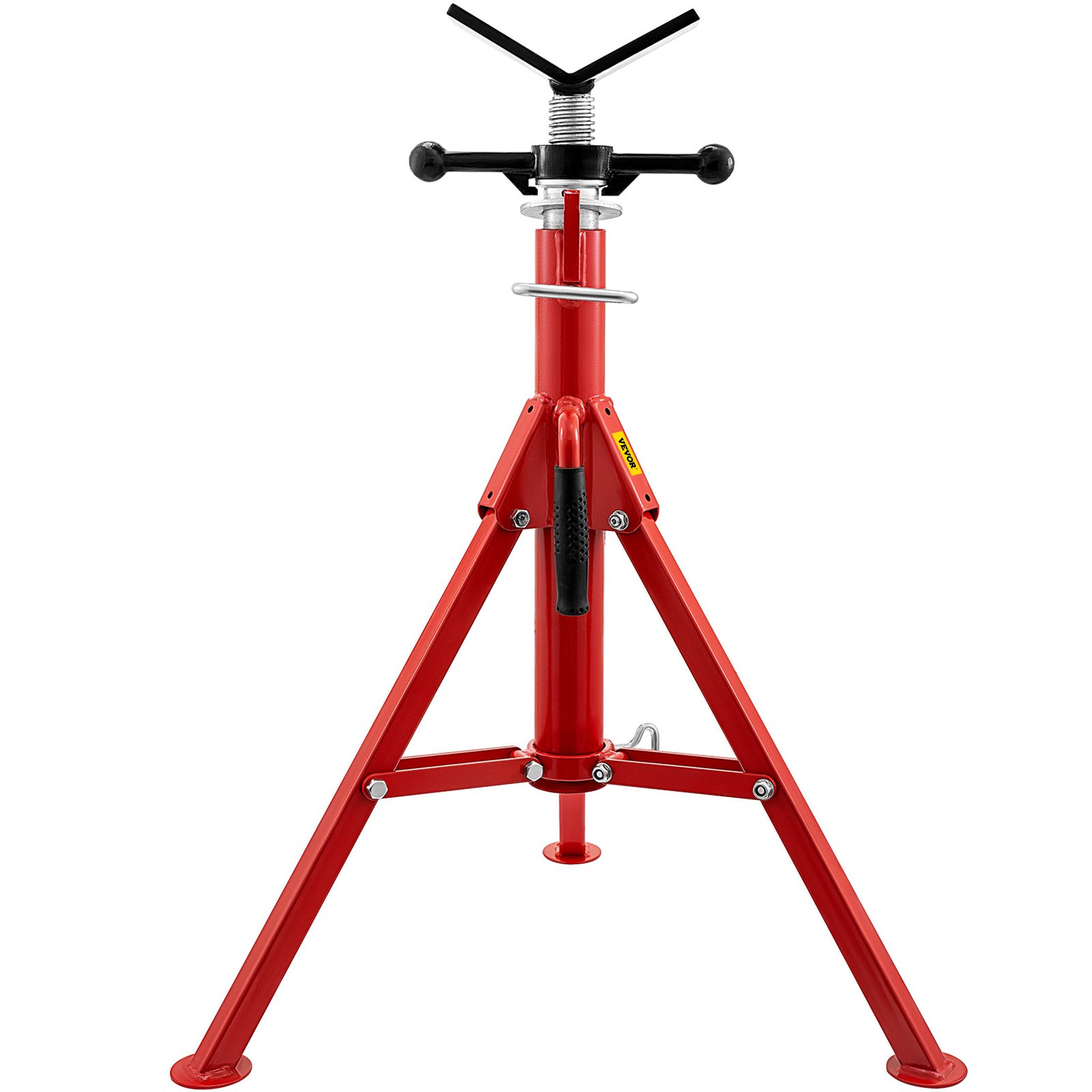 V Head Pipe Stand 0.3-30.5 Cm Capacity, Adjustable Height 71.1-132.1 Cm, Pipe Jack Stands 1133.9 Kg Load Capacity, Portable Folding Pipe Stands, Carbon Steel Body More Durable