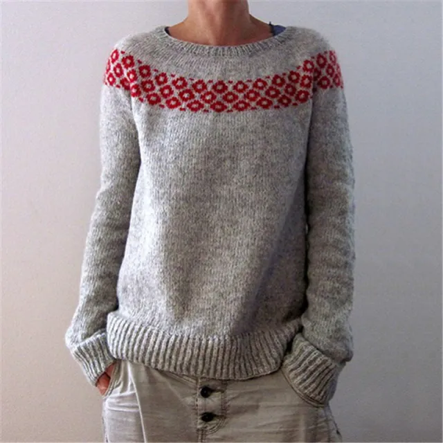 Digital 3D Christmas Round Neck Long Sleeve Sweater Plum Blossom Dot L - Shop at LoveMi