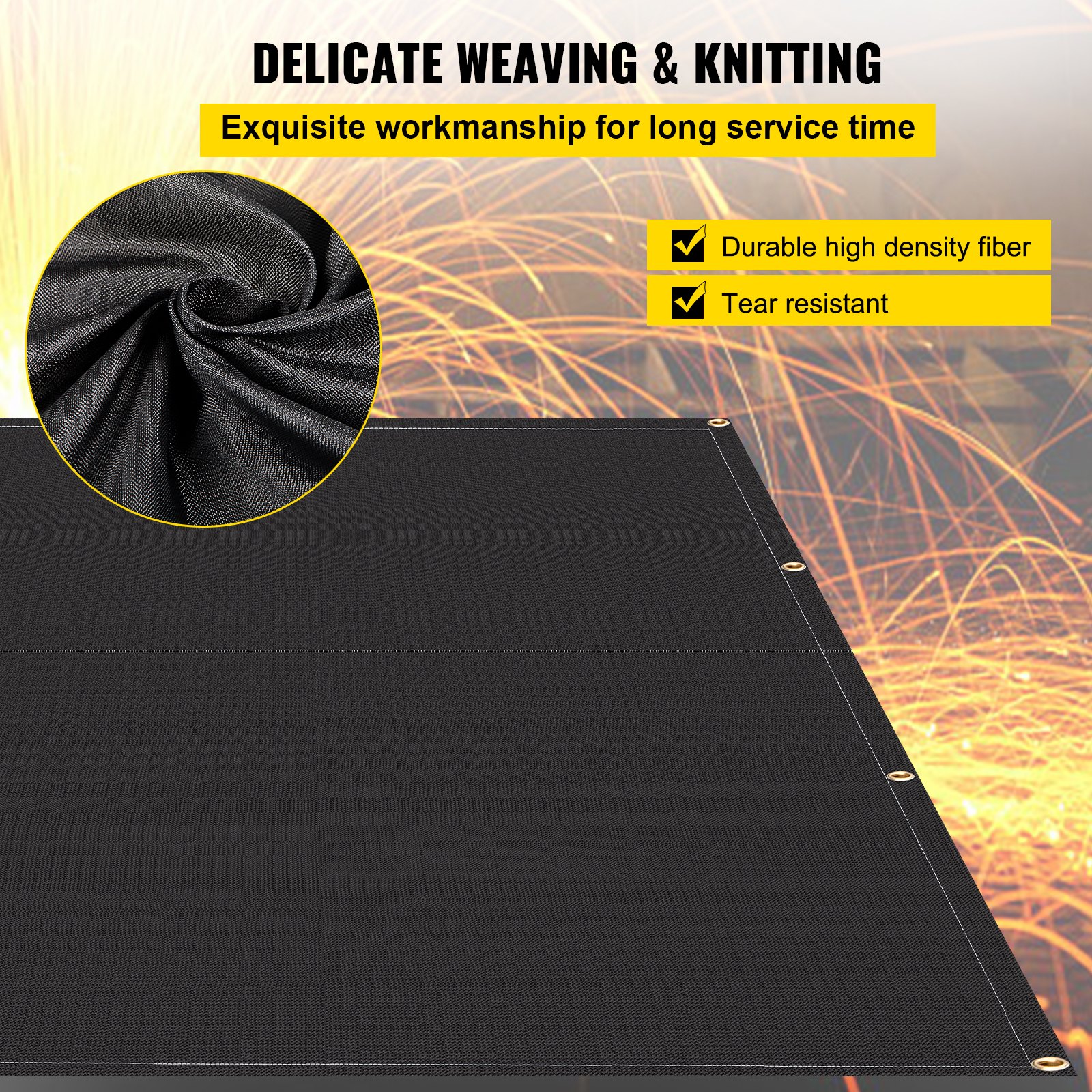 Fire Blankets, 2-pack Welding Blankets, 6ft X 10ft Fire Extinguishing Blankets, Black Emergency Fire Blankets, Fiberglass Flame-retardant Blankets, With 8 Brass Eyelets. 6