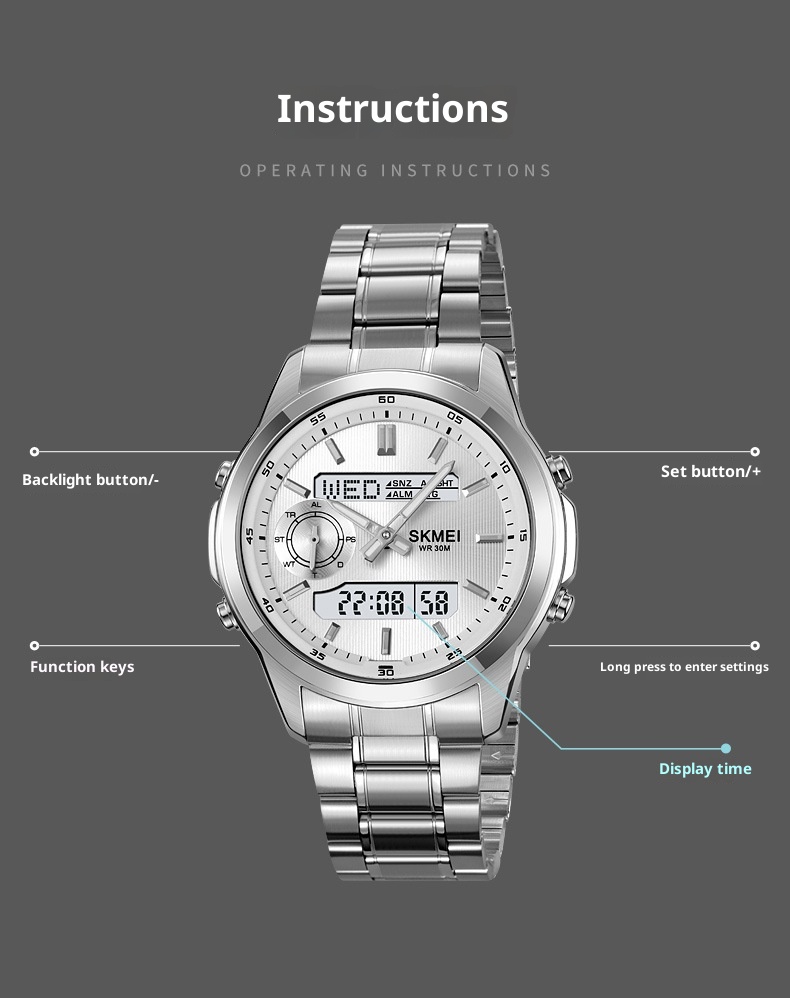 Skmei 2284 Steel Strap analog digital Watch for men
