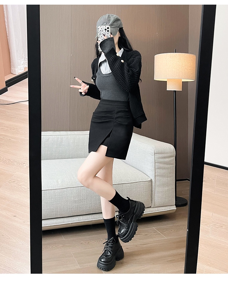 High Waist Skirt Brown Ruched Split Mini Skirt 7 63664c9a 0e14 4216 adca d941f0443edd trans