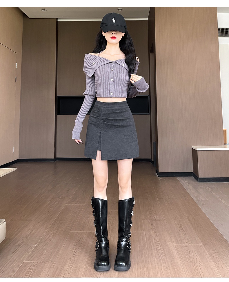 High Waist Skirt Brown Ruched Split Mini Skirt 10 aa19c8e7 2ae9 47b2 85e1 5f53d20f7735 trans