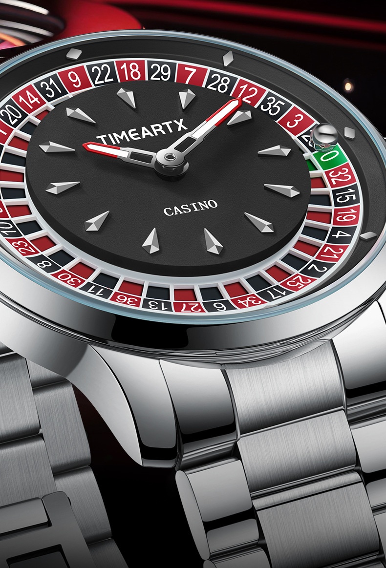 TIMEARTX Roulette Dial Casino Watch Rotating Gaming Style watch for Men