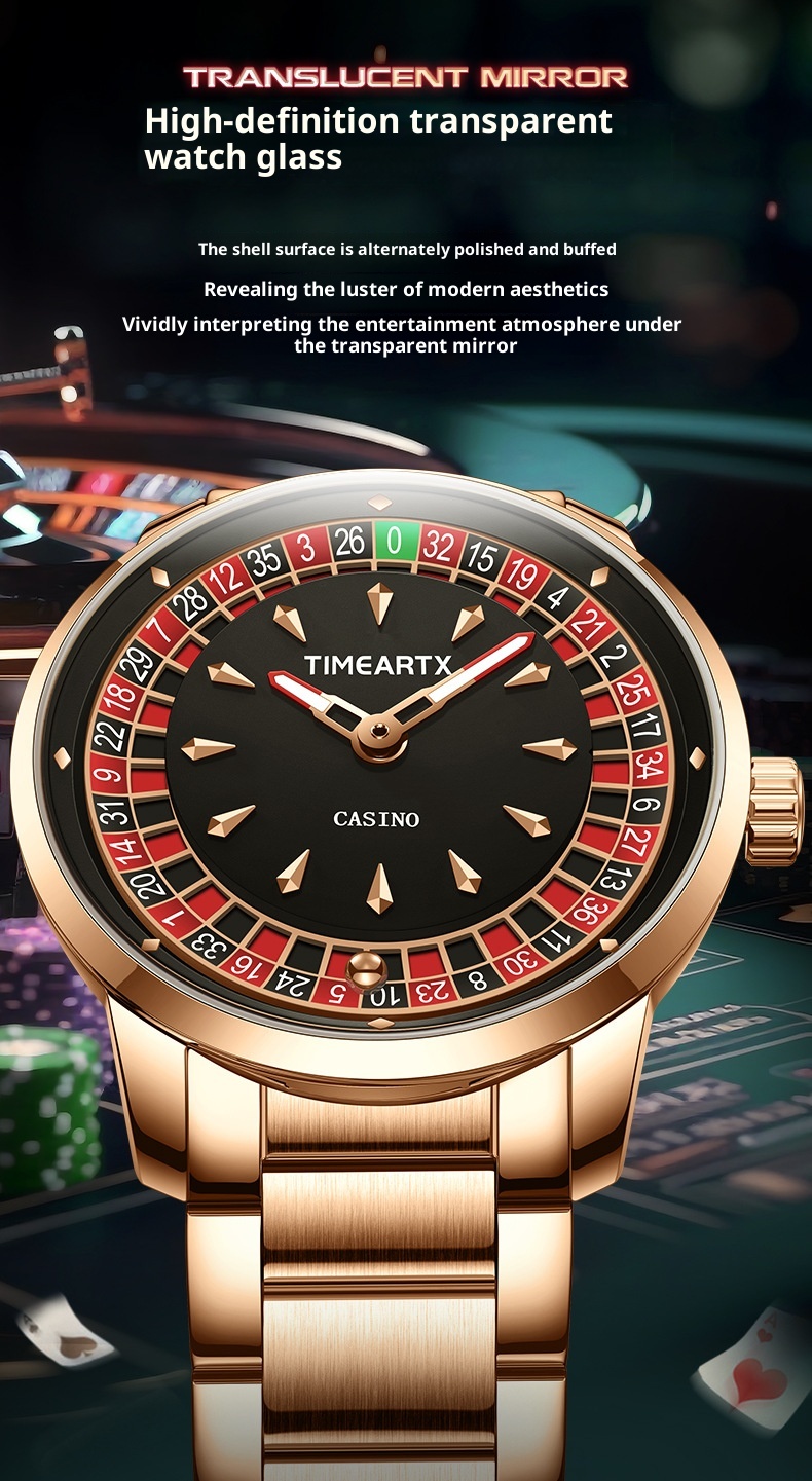 TIMEARTX Roulette Dial Casino Watch Rotating Gaming Style watch for Men