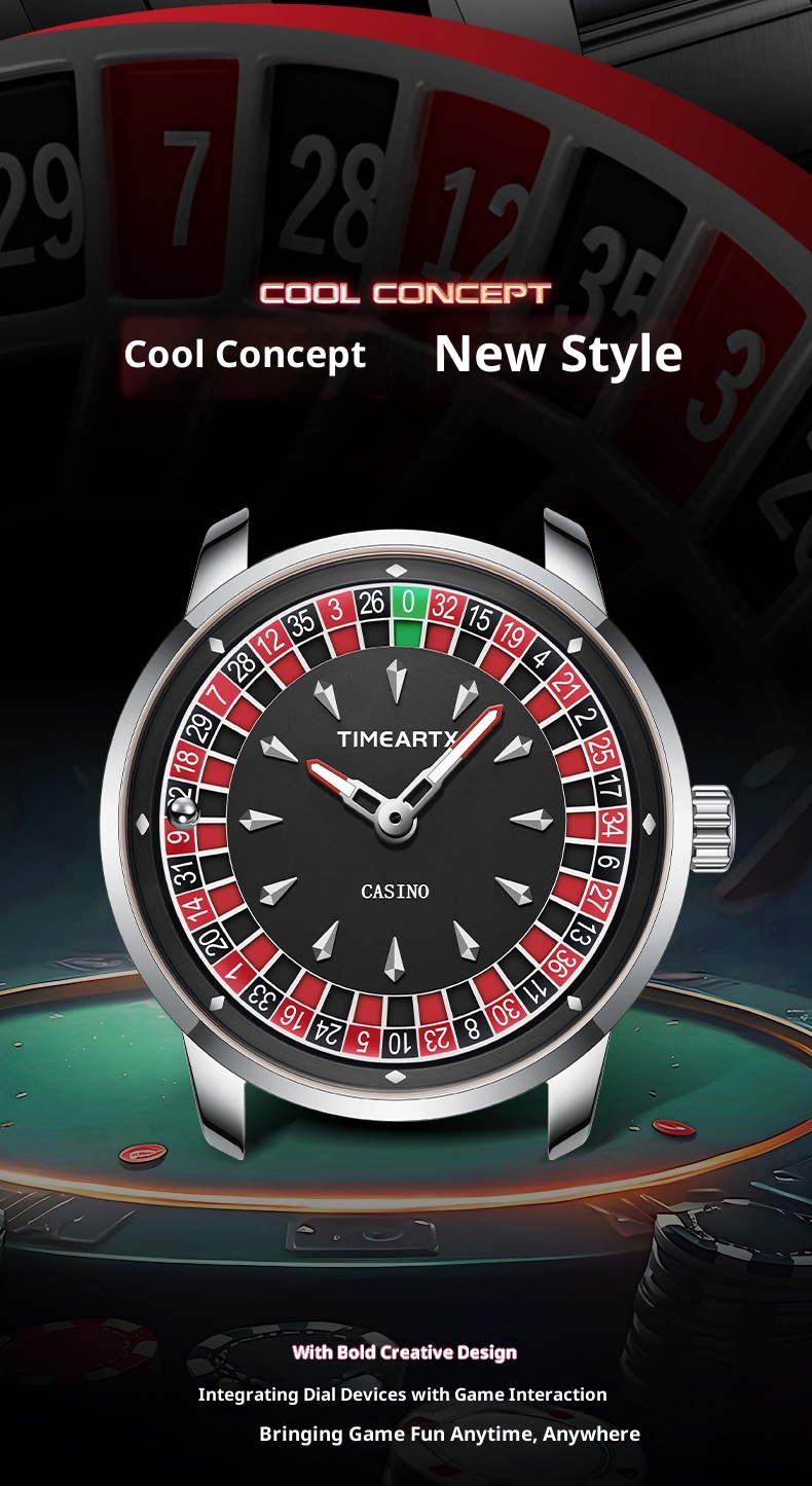TIMEARTX Roulette Dial Casino Watch Rotating Gaming Style watch for Men
