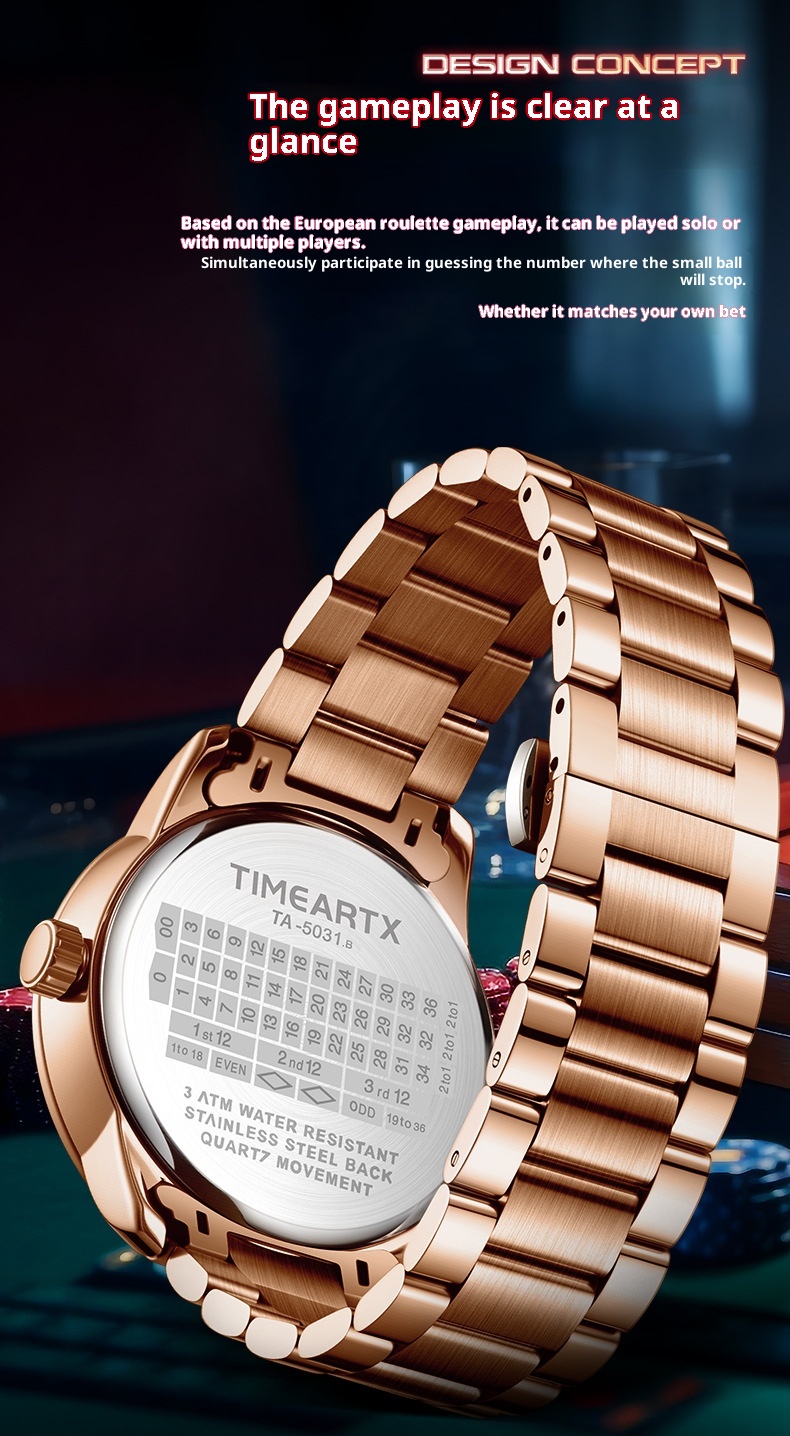 TIMEARTX Roulette Dial Casino Watch Rotating Gaming Style watch for Men