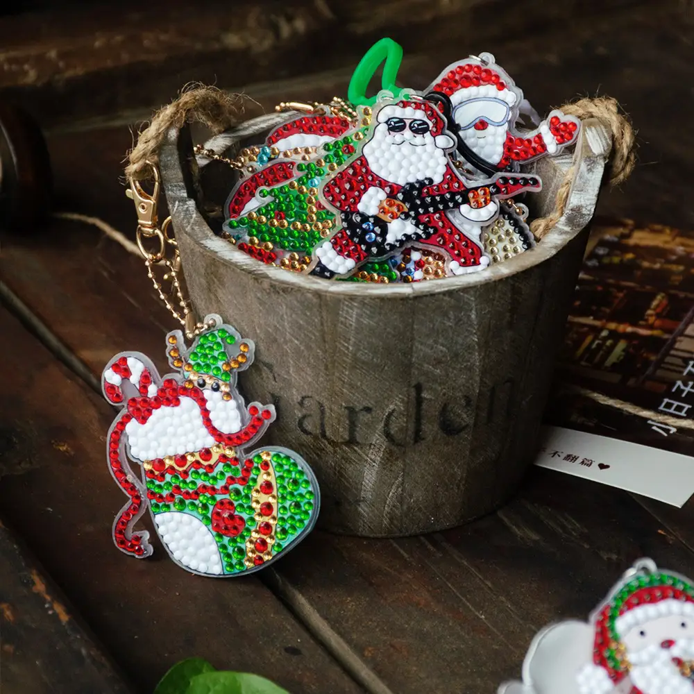 Christmas Diamond Painting Keychain Handmade Spot Drill DIY Painting
