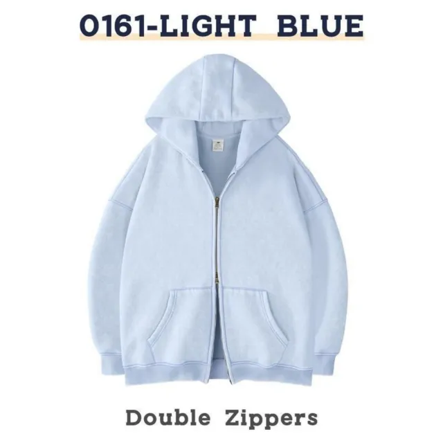 Men's And Women's Casual Zipper Hoodies Light Blue - Shop at LoveMi