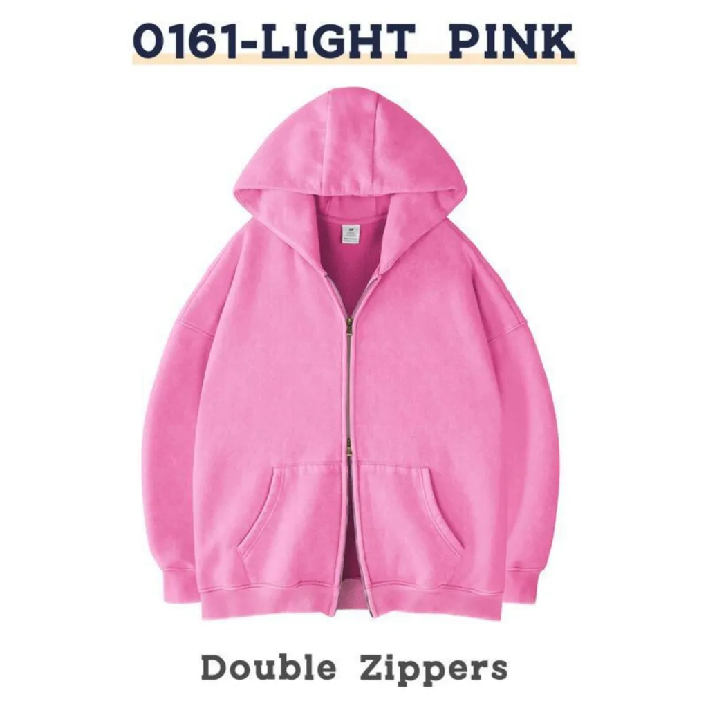 Men's And Women's Casual Zipper Hoodies - Pink