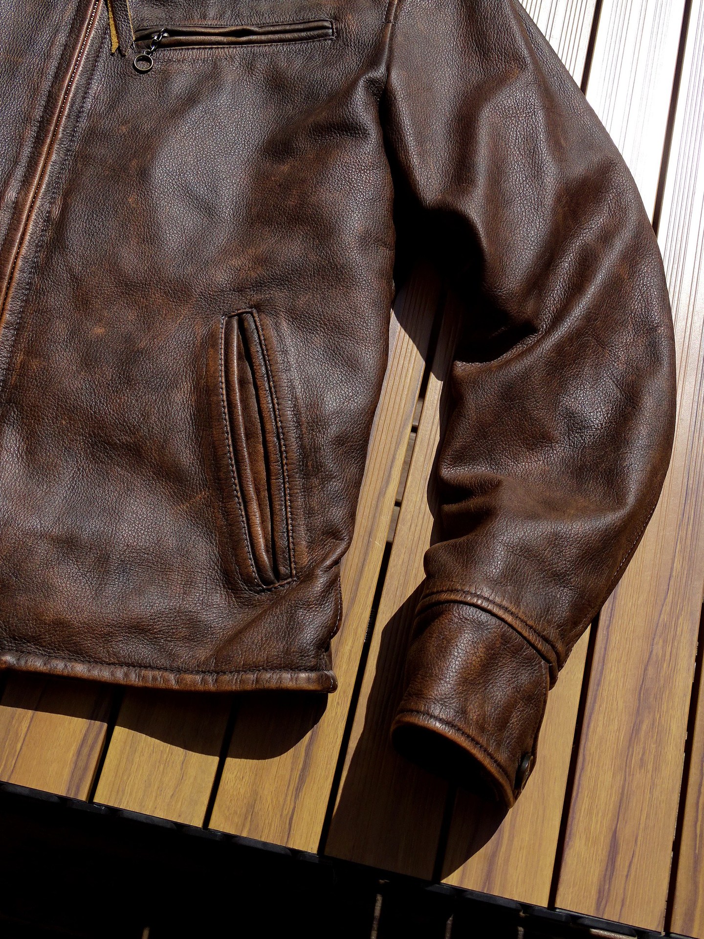 Washed Old Soft Glutinous Pendant Fit Leather Coat