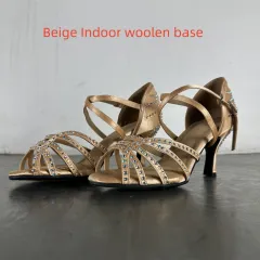 Diamond Latin Dance Women's High Heel Dancing Shoes - Beige - View 1