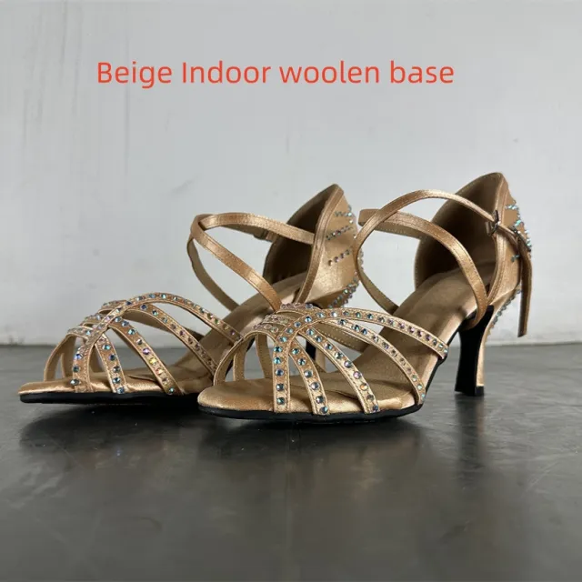 Diamond Latin Dance Women's High Heel Dancing Shoes Beige - Shop at LoveMi