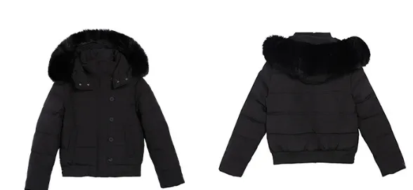 Korean Sweet Big Fur Collar Hooded Cotton Coat Jacket Black - Shop at LoveMi