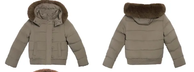Korean Sweet Big Fur Collar Hooded Cotton Coat Jacket Coffee Green - Shop at LoveMi
