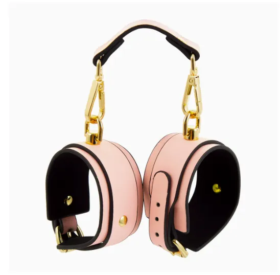 Leather Luminous Toy Handcuffs Footcuff Pink Glow - Shop at LoveMi