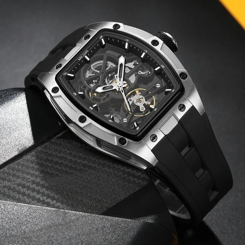 Men's Mechanical Hollow Watch Front View
