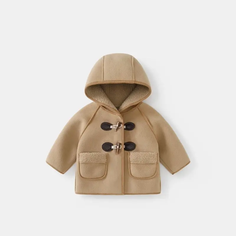 New Stylish Children's Clothes Baby Fleece-lined Warm Wool Coat