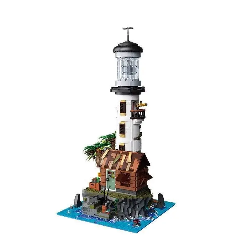 Small Particle Fishing Village Lighthouse Creative Street Scene Building Block Toy