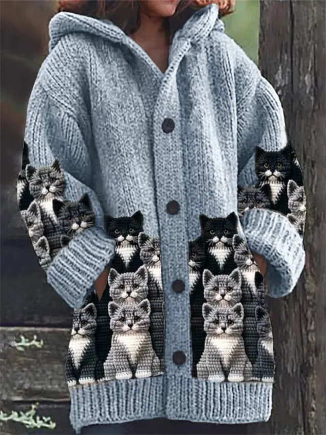 New Animal 3D Printed Casual Hooded Cloak Jacket 6Color 3Xl - Shop at LoveMi